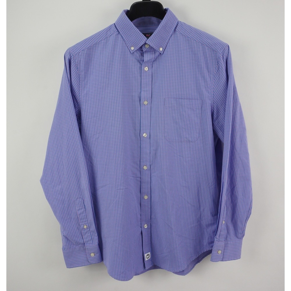 Vineyard Vines Performance Classic Fit Murray Shirt Men Medium Blue Pink Gingham